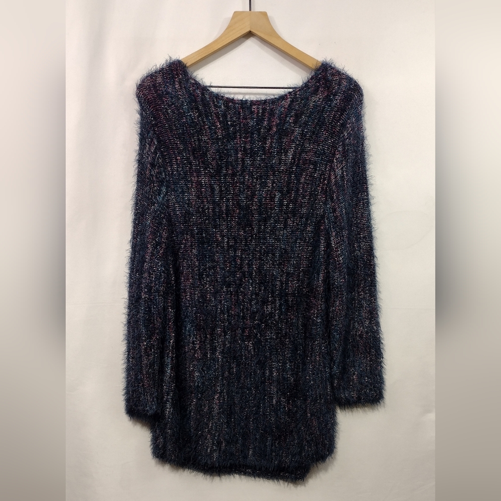 Chico's Multi-Colored Marled Eyelash Pullover Sweater Women's L Boho Retro - Picture 5 of 8